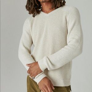 NWT!!! Lucky Brand Textured V-Neck Sweater in Straw Heather Size XL RET: $69